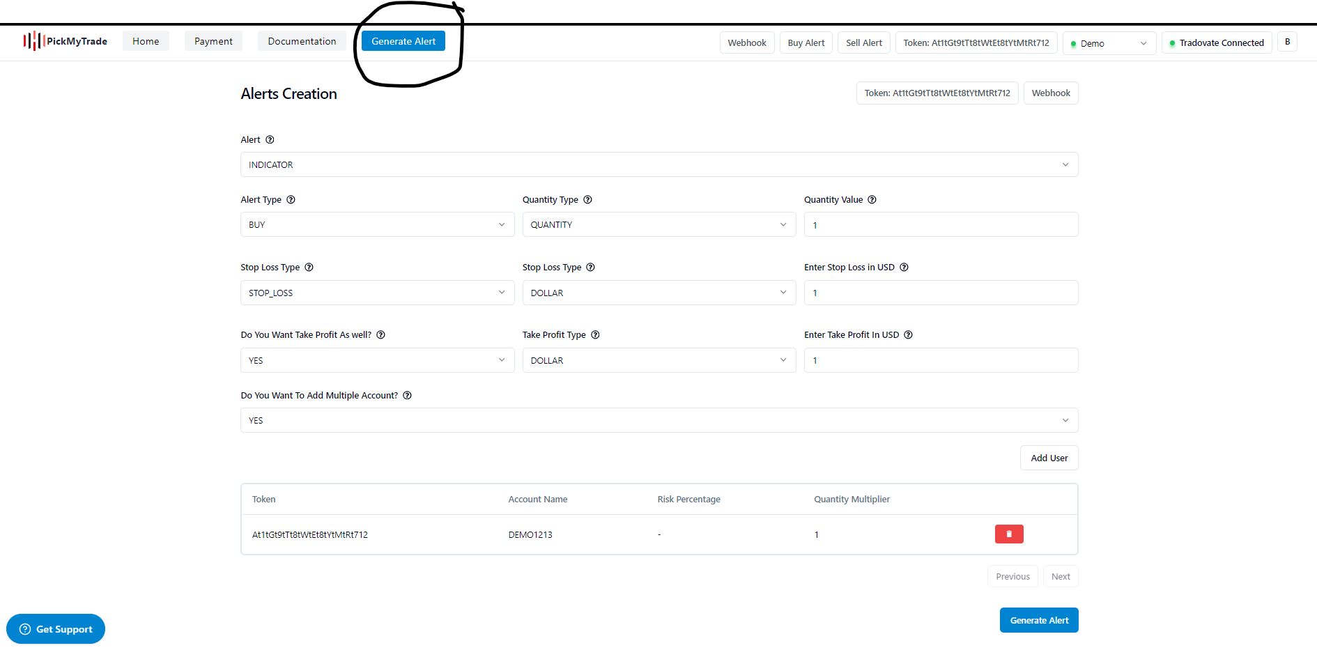 Generate alert for Rithmic api automation